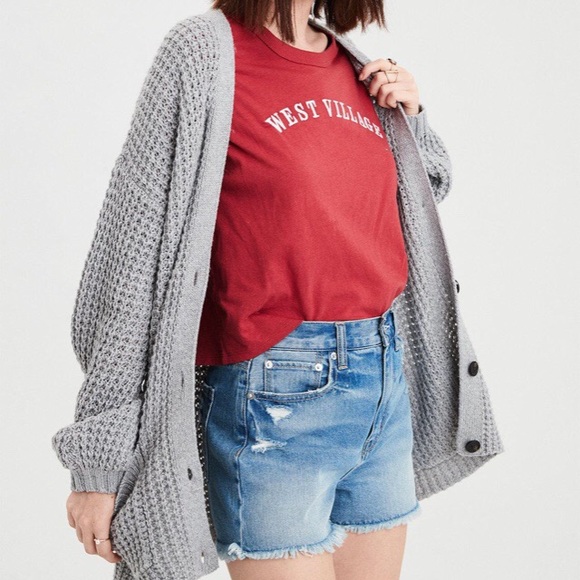 american eagle waffle cardigan